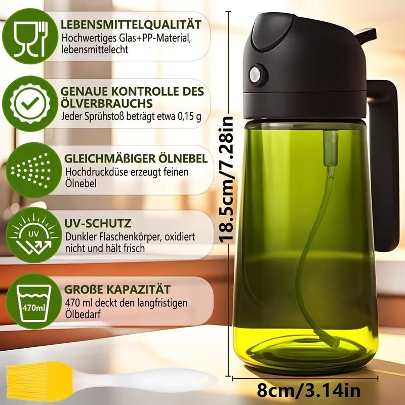 1/2pcs Set 16-Ounce Glass Oil Bottle And Sprayer Set • Multi-Functional Olive Oil Bottle • Exquisite Label Kitchenware • It Is Suitable for Salad Dressing