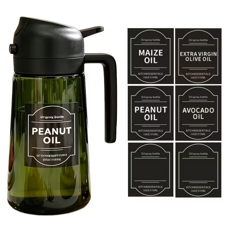 1/2pcs Set 16-Ounce Glass Oil Bottle And Sprayer Set • Multi-Functional Olive Oil Bottle • Exquisite Label Kitchenware • It Is Suitable for Salad Dressing