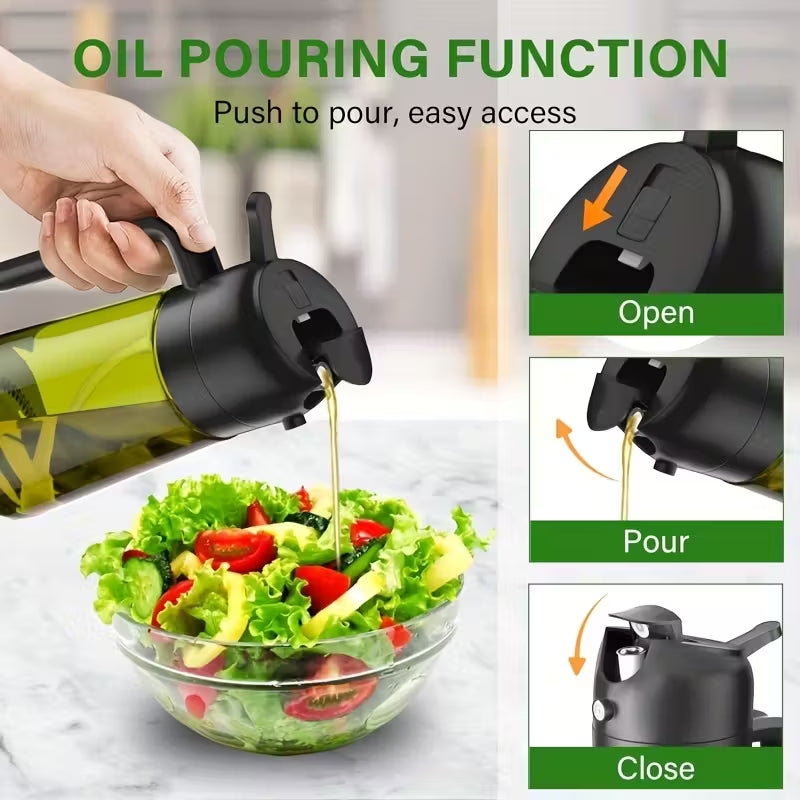 1/2pcs Set 16-Ounce Glass Oil Bottle And Sprayer Set • Multi-Functional Olive Oil Bottle • Exquisite Label Kitchenware • It Is Suitable for Salad Dressing